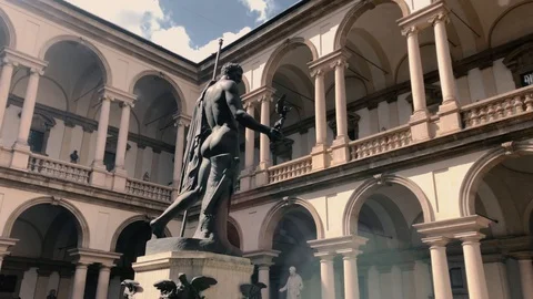 Napoleon Statue or Mars Peacemaker at Milan Brera Academy Stock Footage 117272089