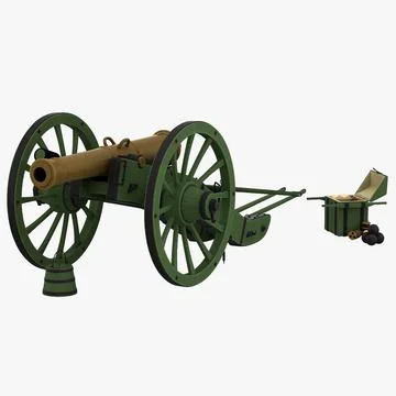 Napoleons 12-pdr Gribeauval Field Gun Firing Position 3D Model
