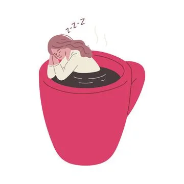 Napping in coffee cup vector illustration 스톡 일러스트