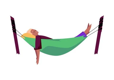 Napping in hammock vector illustration 스톡 일러스트