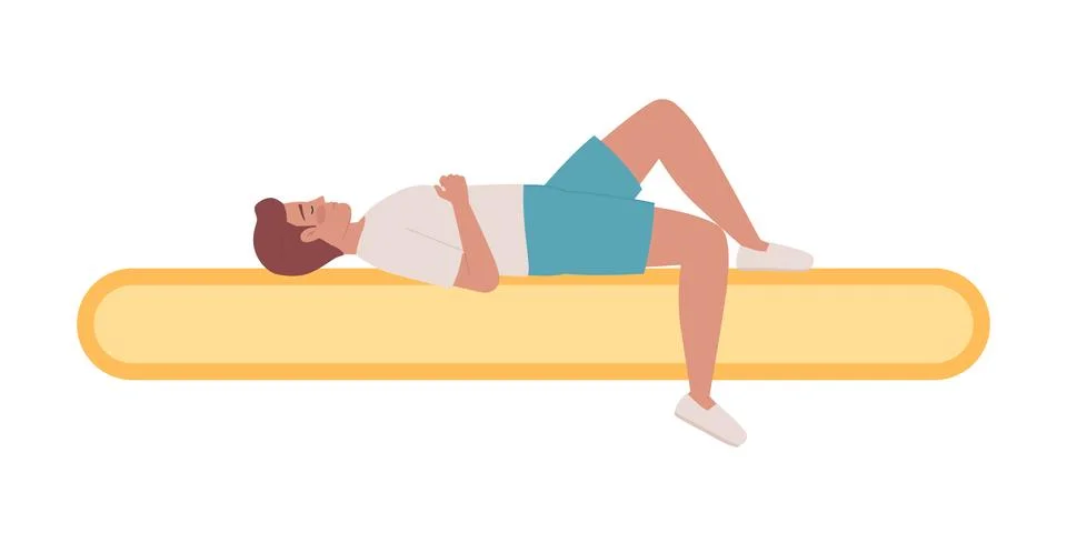 Napping man lying on loading bar semi flat color vector character Ilustración de archivo