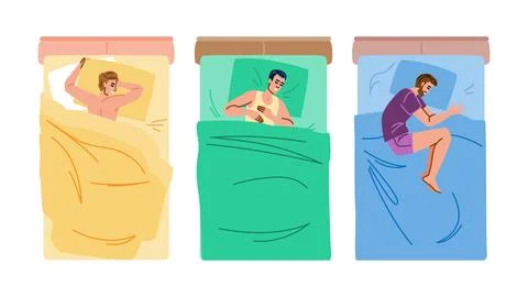 Napping man sleep poses vector Stock Illustration