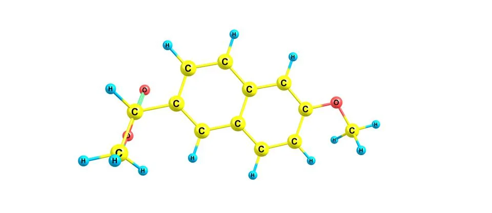 Naproxen structure isolated on white background Stock Illustration