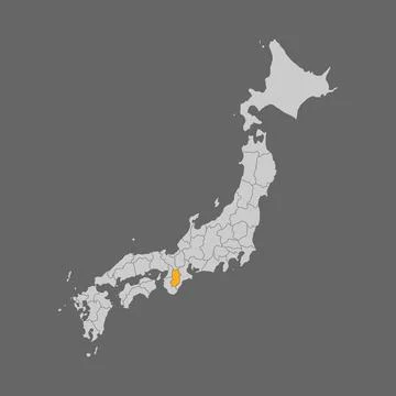 Nara prefecture highlighted on the map of Japan Stock Illustration