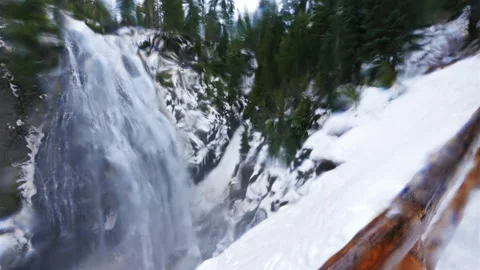 Narada Falls in Winter, Mount Rainier National Park, Washington State Video stock 332143875