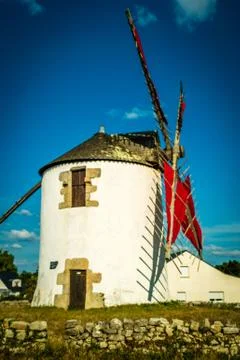 Narbon windmill in Brittany Foto stock