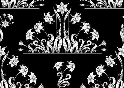 Narcissus. Seamless pattern, background. Stock Illustration