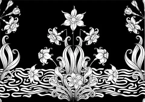 Narcissus. Seamless pattern, background. Illustrazione stock