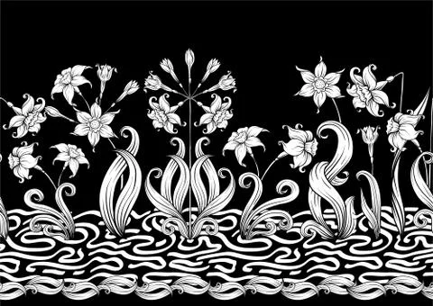 Narcissus. Seamless pattern, background. Stock Illustration