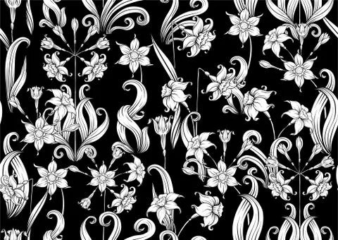 Narcissus. Seamless pattern, background. Stock Illustration