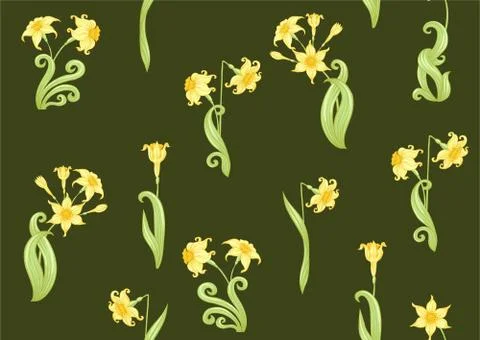 Narcissus. Seamless pattern, background. Stock Illustration