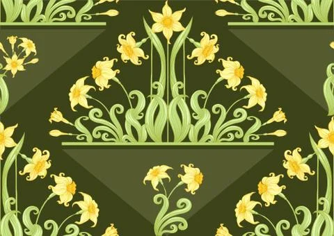 Narcissus. Seamless pattern, background. Stock Illustration