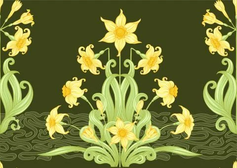 Narcissus. Seamless pattern, background. Stock Illustration