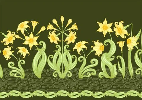Narcissus. Seamless pattern, background. Stock Illustration