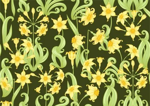 Narcissus. Seamless pattern, background. Stock Illustration
