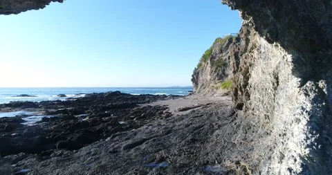 NAROOMA DRONE THROUGH ROCK Stock Footage 162957129