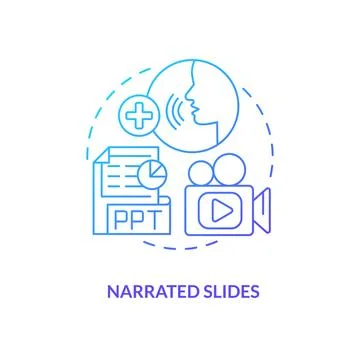 Narrated slides blue gradient concept icon Stock Illustration