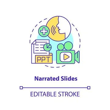 Narrated slides concept icon Stock Illustration