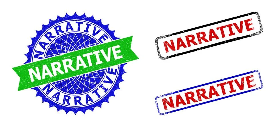 NARRATIVE Rosette and Rectangle Bicolor Stamp Seals with Rubber Textures Illustration