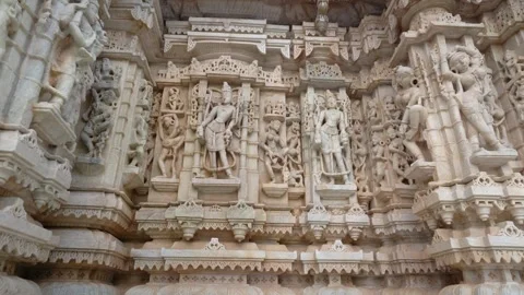 Narrative Stone Relief of Figures on Temple Wall Stock Footage 311798485