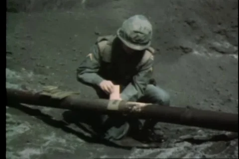 Narrator describes the effects of plastic demolition charge - 1966 Stock Footage 94255256