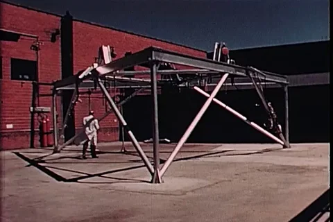 Narrator explain about avrocar static test - 1960 Stock-Footage 101162357