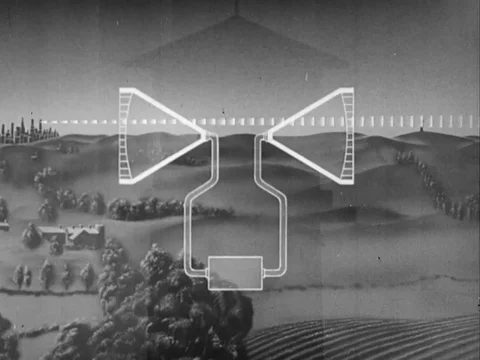 Narrator explains the television programme broadcasting procedure - 1949 Video stock 93690385