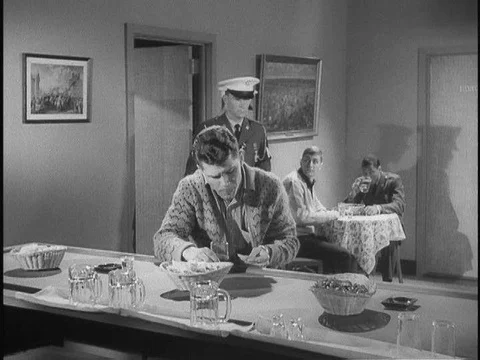 A narrator ponders whether an aggressive (but depressed) soldier is less likely Stock Footage 75286674