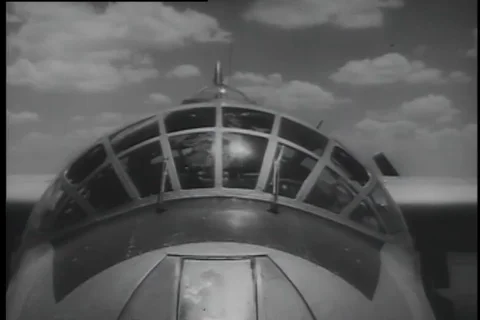 Narrator talks about the features and parts of the B-36 bomber aircraft - 1956 Stock Footage 99085798