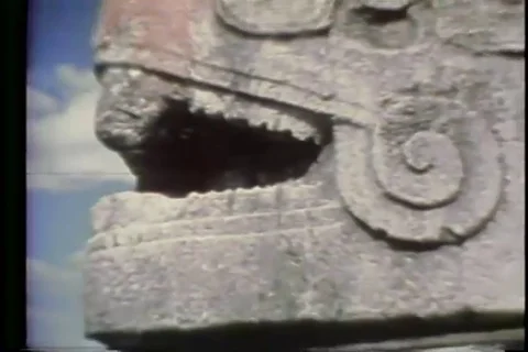 Narrator talks about Maya civilization, sculptures and background - 1976 Stock Footage 106394256