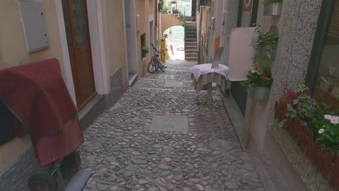 Narrow alley in Stresa. Stock Footage