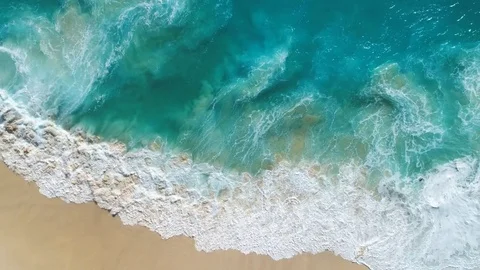 Narrow beach line, waves and ocean. Stock Footage