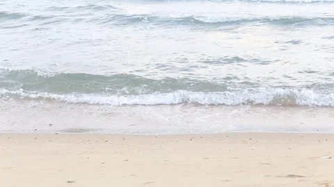 Narrow beach line,Sea waves with wave crashing on sandy shore Stock Footage 112106417