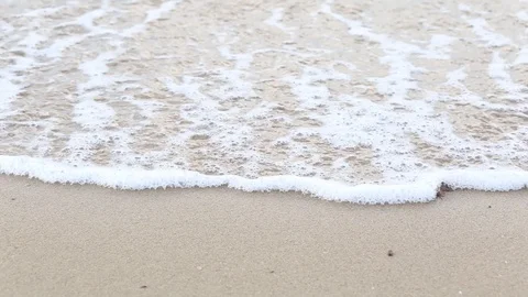 Narrow beach line,Sea waves with wave crashing on sandy shore Stock Footage 112106469