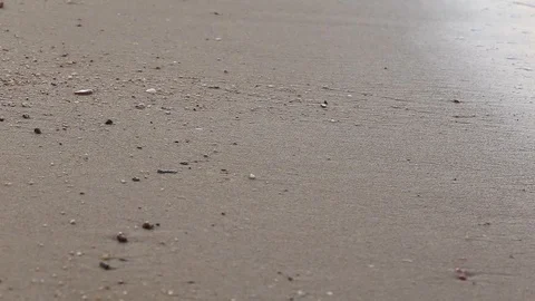 Narrow beach line,Sea waves with wave crashing on sandy shore Stock Footage 112108064