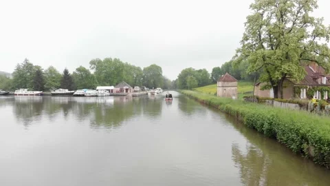 Narrow Boat Going Through Danube Delta 스톡 동영상 144256576