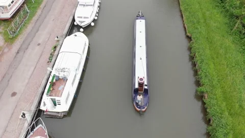 Narrow Boat Going Through Danube Delta Stock Footage 144256618