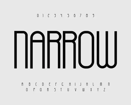 Narrow bold font with thin tall letters Stock Illustration