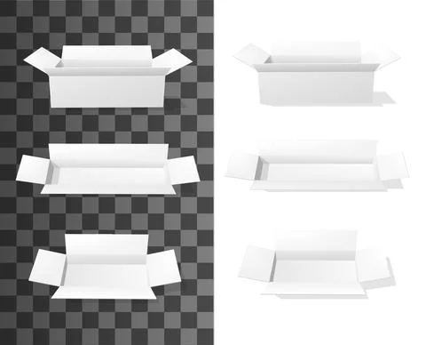 Narrow cardboard boxes, packaging realistic mockup Stock Illustration