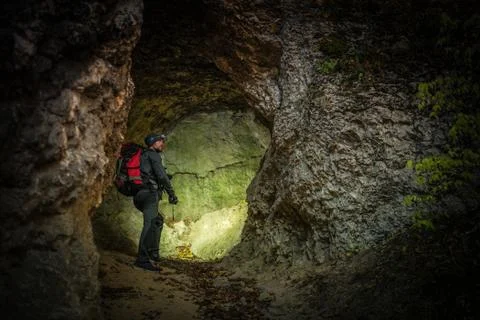 Narrow Cave Expedition.  Stock Photos