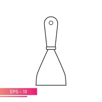 A narrow construction spatula. Linear design. On a white background. Tools for Stock Illustration