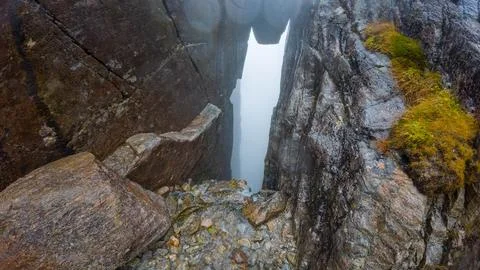 Narrow Crevice Between Rocky Cliffs Stock Photos