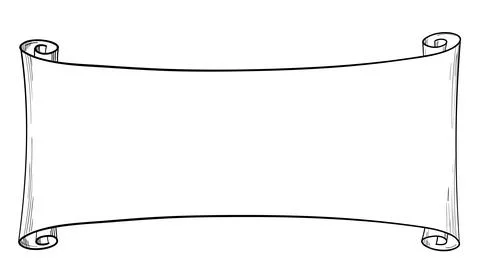 Narrow horizontal paper scroll, ancient form of a scroll with space for text Illustrazione stock