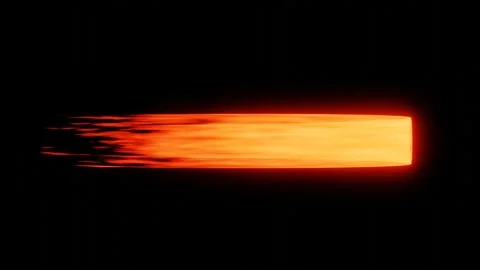 Narrow long orange red flame on black background. 3d render animation Stock Footage 300188059