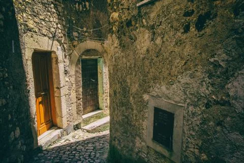 Narrow medieval town ways. Stock Photos