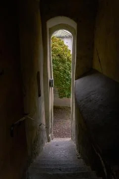 Narrow Old Passageway in Europe 스톡 사진