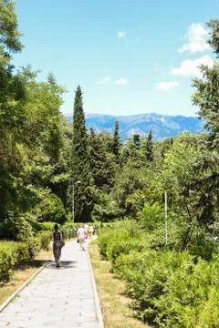 A narrow park path. Stock Photos