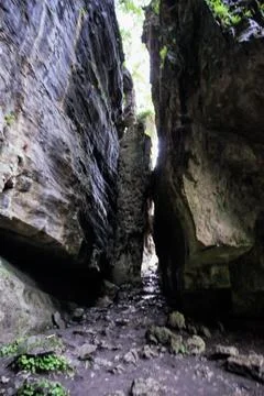 Narrow passage between the rocks. Photos
