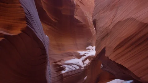 Narrow passage through Lower Antelope Canyon Stock Footage 104114070