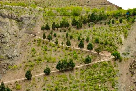 Narrow path on the hill Stock Photos